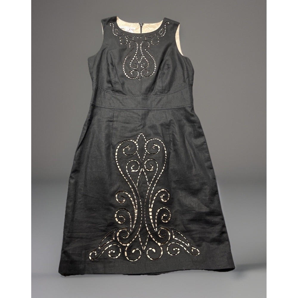 Maggy London Black Midi Dress with Ivory Cutout Lining